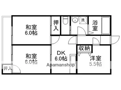 松本ビル(3DK/2階)の間取り写真
