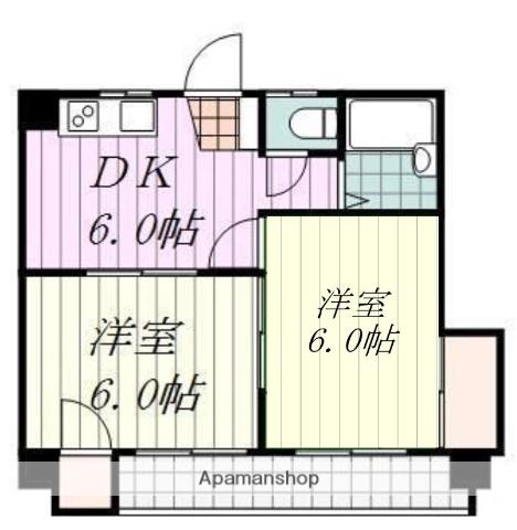 第25杉フラット(2DK/5階)の間取り写真