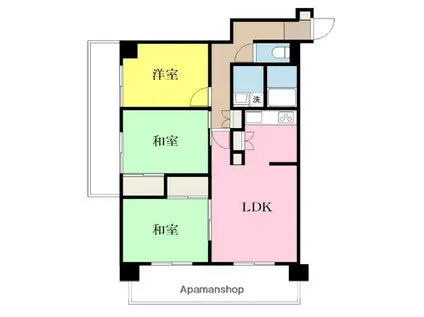 道後グリーンヒル(3LDK/3階)の間取り写真