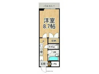 ハオス・ベハーゲン(1K/6階)の間取り写真