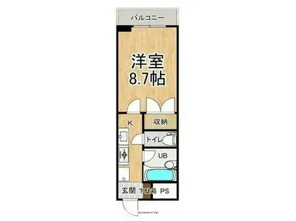 ハオス・ベハーゲン(1K/2階)の間取り写真