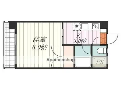 ドムス土居田(1K/3階)の間取り写真