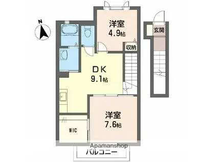 ブランシェ南斎院(2DK/2階)の間取り写真