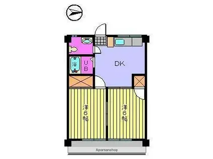 天山ハイツⅠ(2DK/4階)の間取り写真