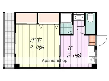 メゾンスギナカ(1DK/2階)の間取り写真