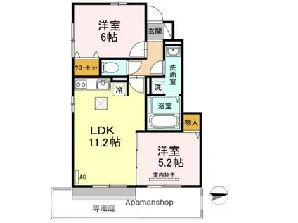 コーポ松ノ木(2LDK/1階)の間取り写真