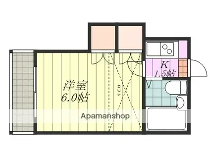 ポピュレール2号館(1K/2階)の間取り写真