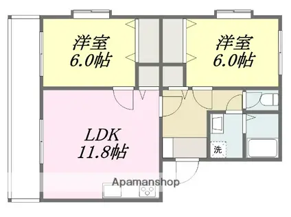 マンション坊ちゃん(2LDK/2階)の間取り写真