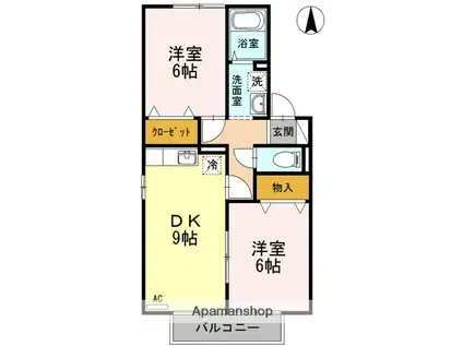 エポカル B(2DK/2階)の間取り写真