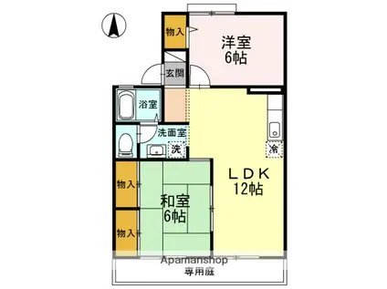 ハーモニック・フィール2B棟(2LDK/1階)の間取り写真