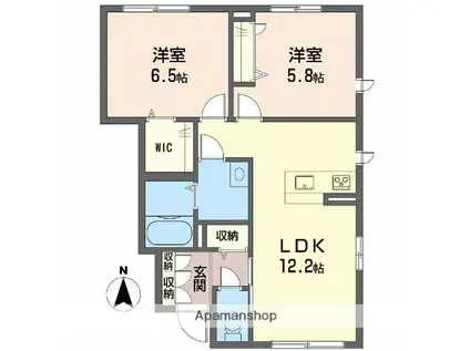 サンシャイン針田Ⅱ(2LDK/1階)の間取り写真