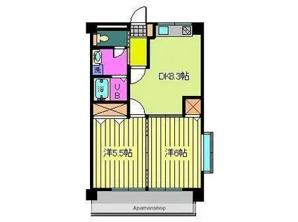 アクアベール松末(2DK/2階)の間取り写真