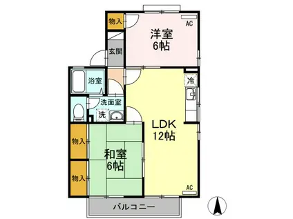 エスポワール34F棟(2LDK/2階)の間取り写真