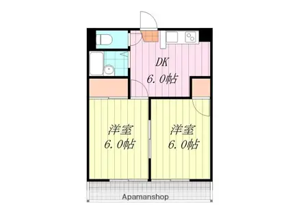 コーラルガーデン山越(2DK/3階)の間取り写真