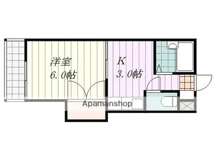 ジョイフル第1桑原(1K/1階)の間取り写真