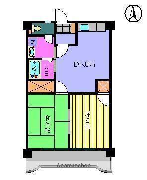 サニーフラット久米(2DK/4階)の間取り写真