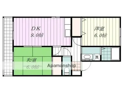 グランドール安田C棟(2LDK/2階)の間取り写真