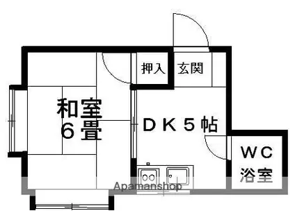 みどり荘(1DK/2階)の間取り写真