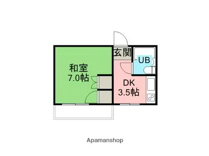 コーポ緑台(1DK/2階)の間取り写真