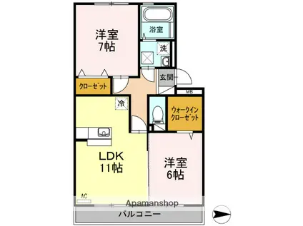 Y.サイレント ヴィラージュ(2LDK/1階)の間取り写真