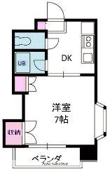 ジョイフル東野(1K/4階)の間取り写真