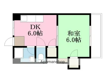 グリーンガーデン(1DK/3階)の間取り写真