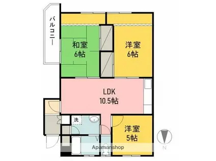 越智ハイツ(3LDK/2階)の間取り写真