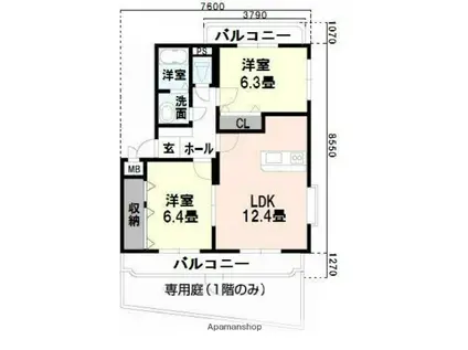 ユーミーさくら(2LDK/3階)の間取り写真