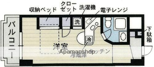 ラ・パルフェ・ド・アンティエール(ワンルーム/4階)の間取り写真