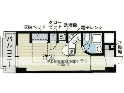 ラ・パルフェ・ド・アンティエール(ワンルーム/4階)の間取り写真