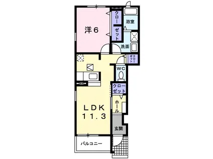シェーネ・ハイマートY・M B棟(1LDK/1階)の間取り写真