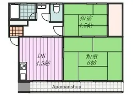 グレイス ハナミズキ(2DK/2階)の間取り写真