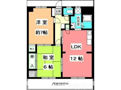 マンションTTM(2LDK/2階)の間取り写真