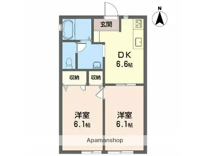 メゾン北野3 A(2DK/1階)の間取り写真