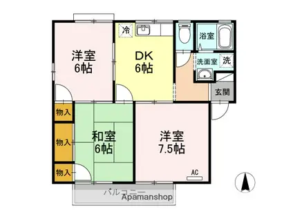 フレンドリーハイツ日野 B棟(3DK/2階)の間取り写真