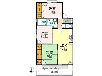 エスポワール34 B棟(3LDK/1階)の間取り写真