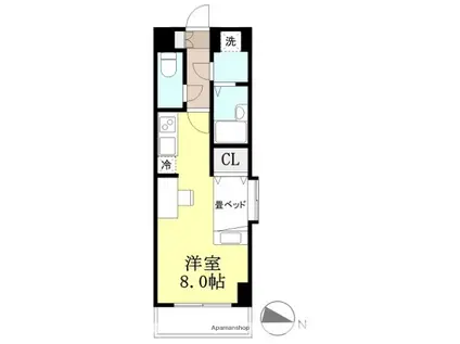 メモリー竹原(1K/2階)の間取り写真