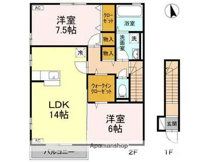 バリュアブル C棟(2LDK/2階)の間取り写真