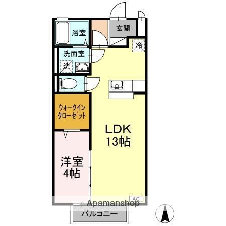 リビングタウン古川北壱番館B(1LDK/2階)の間取り写真