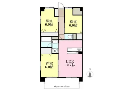 ブリリアントコート松末(3LDK/4階)の間取り写真