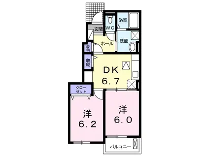 ミルト松前ⅡーⅣ(2DK/1階)の間取り写真