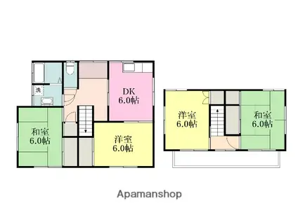 愛媛県松山市 2階建 築33年(4DK)の間取り写真