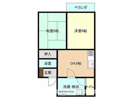 みなみロードマンション(2DK/4階)の間取り写真