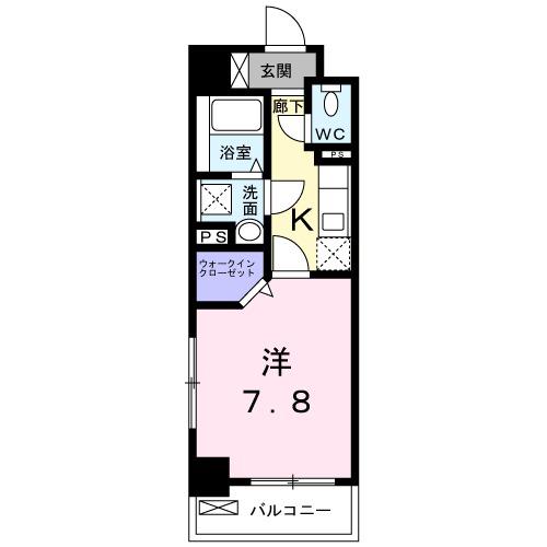 ルーベル中村(1K/5階)の間取り写真
