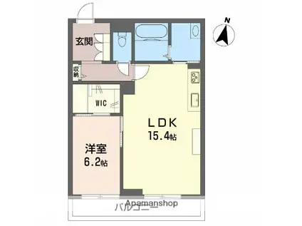 KANON岩崎(1LDK/3階)の間取り写真