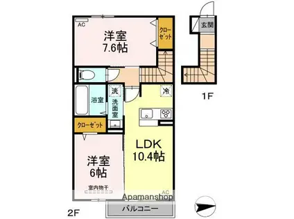グリシーヌ(2LDK/2階)の間取り写真