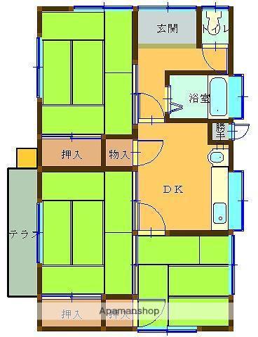 予讃線 市坪駅 徒歩8分 1階建 築42年(3DK)の間取り写真
