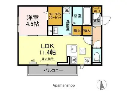カトレアⅥ(1LDK/1階)の間取り写真