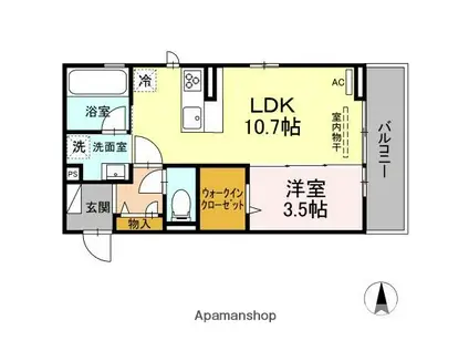 フェリエⅥ(1LDK/3階)の間取り写真
