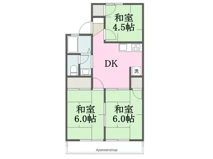 ホワイトコーポ松浦(3DK/2階)の間取り写真